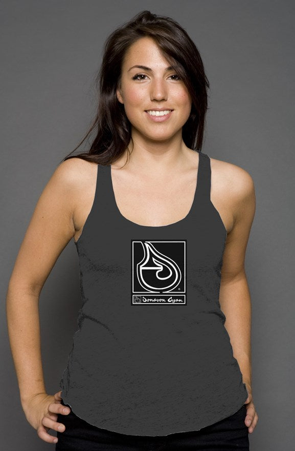 Donavon Cyan Black Tag racerback tank