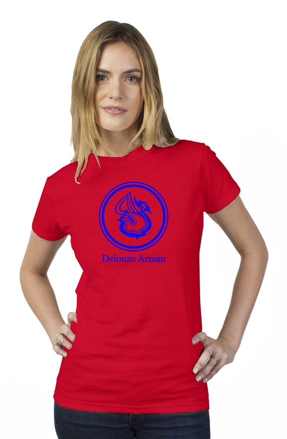 Delonzo Arman Swan Signature (blue) short sleeve womens t shirt