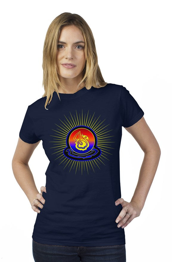 Delonzo Arman "Swan Burst" womens t shirt (blue)