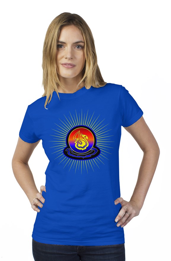 Delonzo Arman "Swan Burst" womens t shirt (blue)