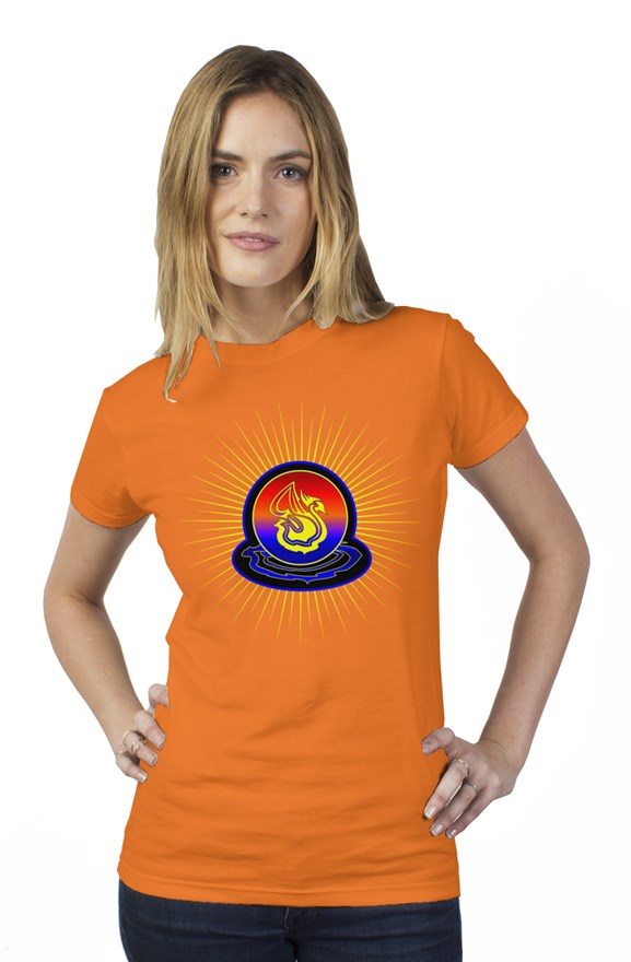 Delonzo Arman "Swan Burst" womens t shirt (blue)