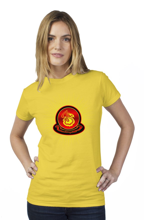 Delonzo Arman "Swan Burst" womens t shirt (red)