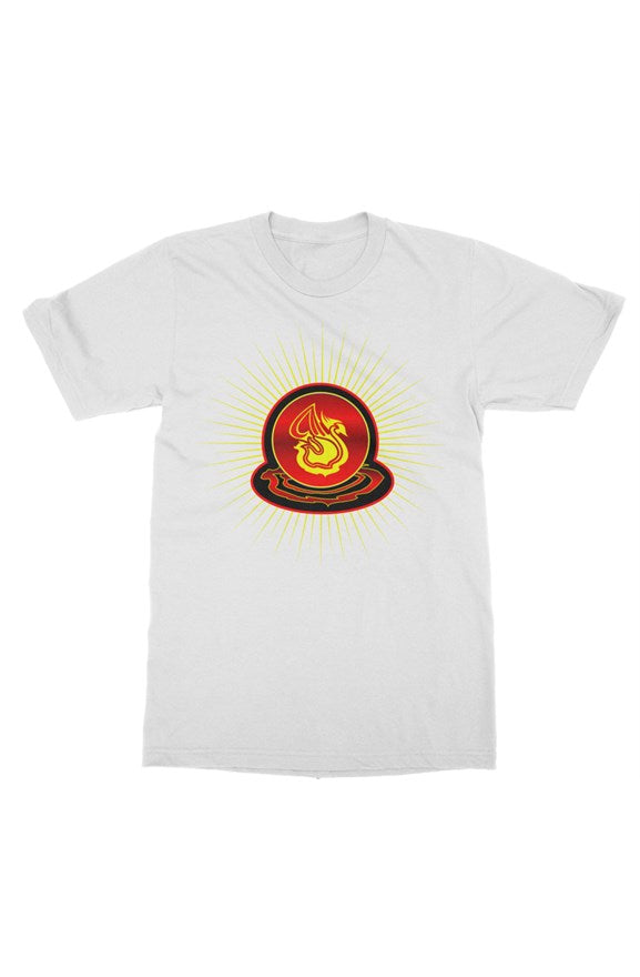 Delonzo Arman "Swan Burst" womens t shirt (red)