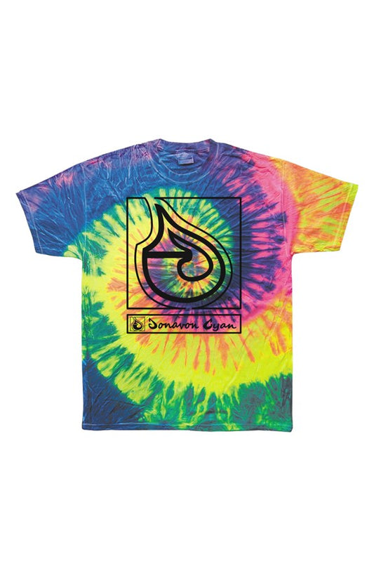 Donavon Cyan Black Tag Tie Dye Neon Rainbow Adult