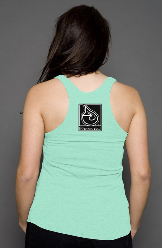Donavon Cyan Black Tag racerback tank