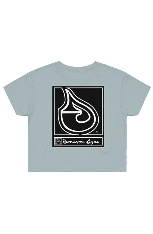 Donavon Cyan Black Tag Street Crop Tee