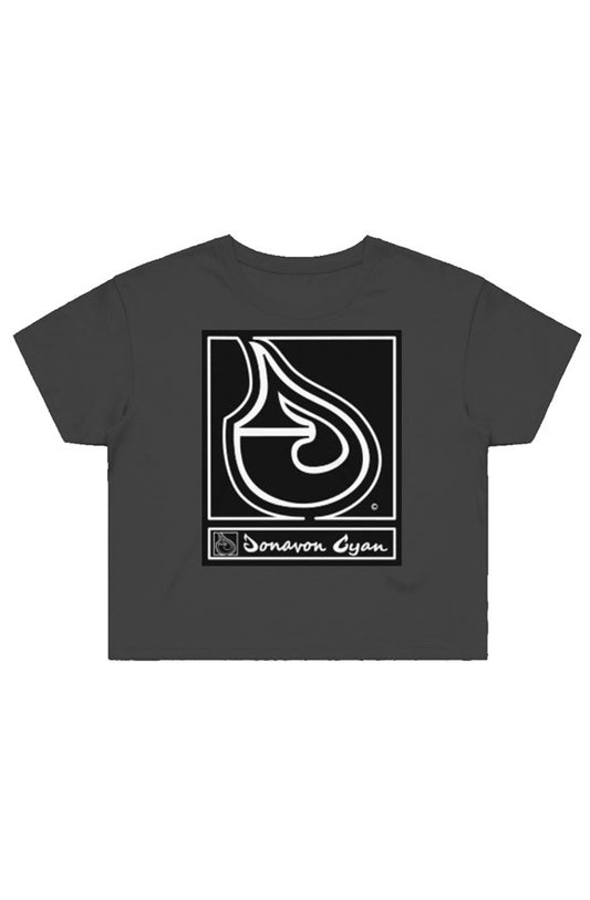 Donavon Cyan Black Tag Street Crop Tee