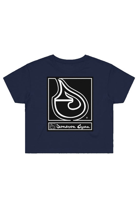 Donavon Cyan Black Tag Street Crop Tee