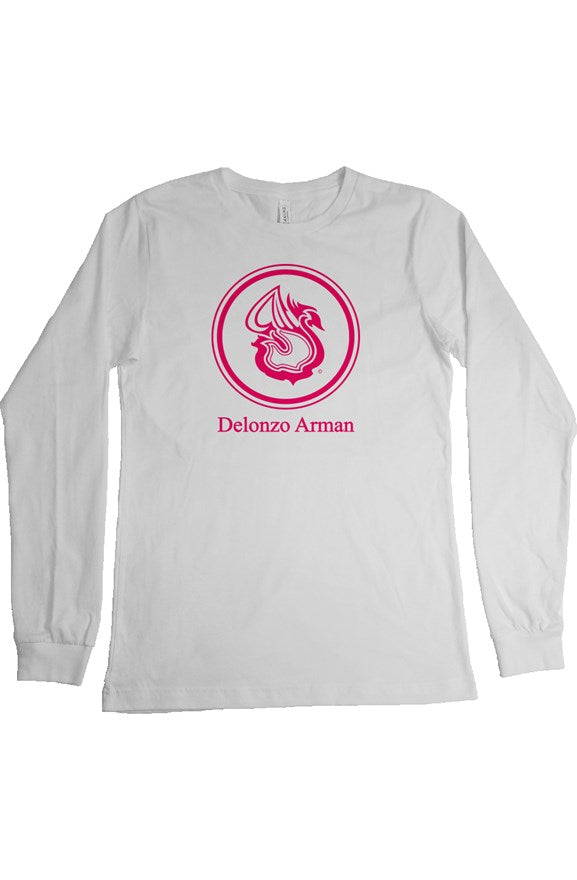 Delonzo Arman Pink Swan Signature Womens Long Sleeve T Shirt