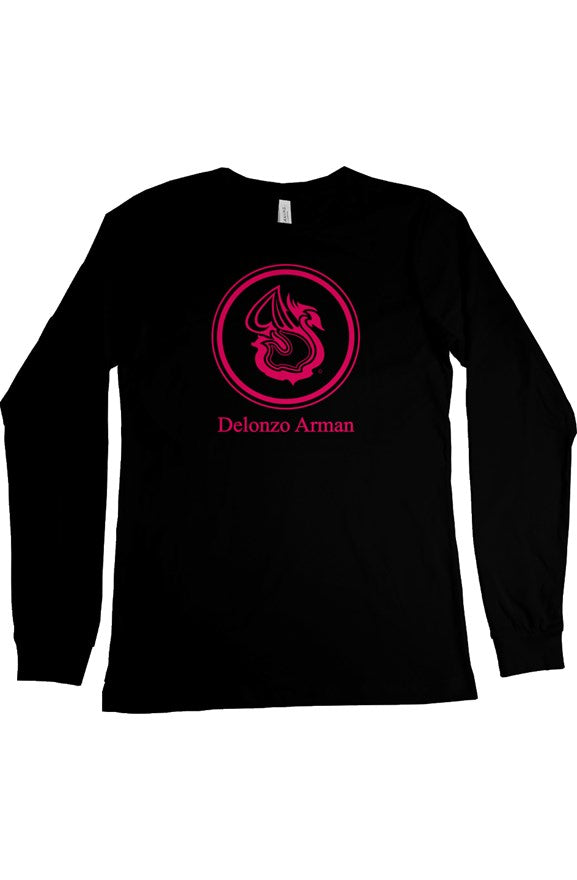 Delonzo Arman Pink Swan Signature Womens Long Sleeve T Shirt