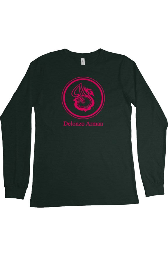 Delonzo Arman Pink Swan Signature Womens Long Sleeve T Shirt