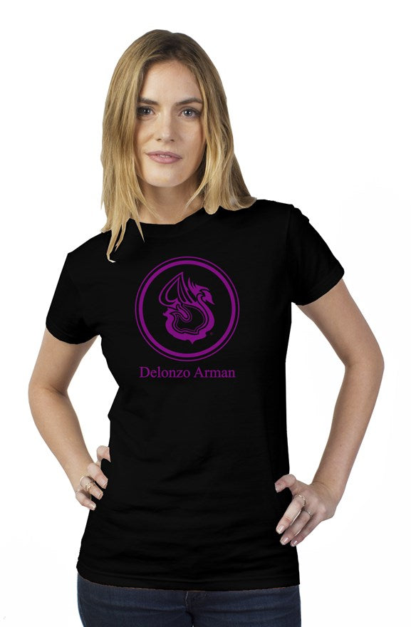 Delonzo Arman Swan Signature (purple) short sleeve womens t shirt