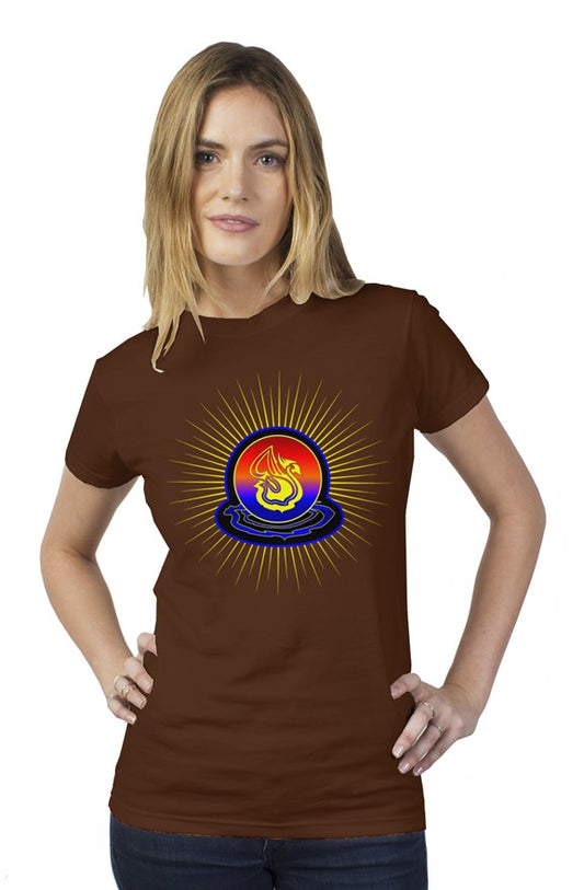 Delonzo Arman "Swan Burst" womens t shirt (blue)