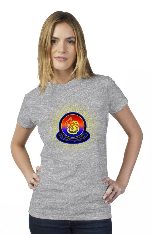 Delonzo Arman "Swan Burst" womens t shirt (blue)