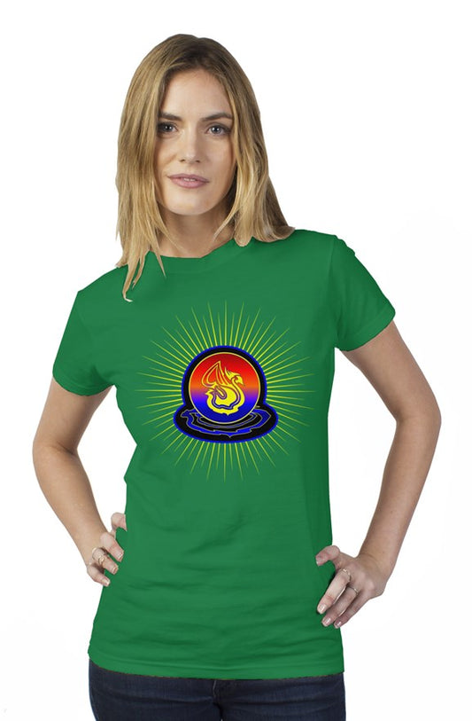 Delonzo Arman "Swan Burst" womens t shirt (blue)
