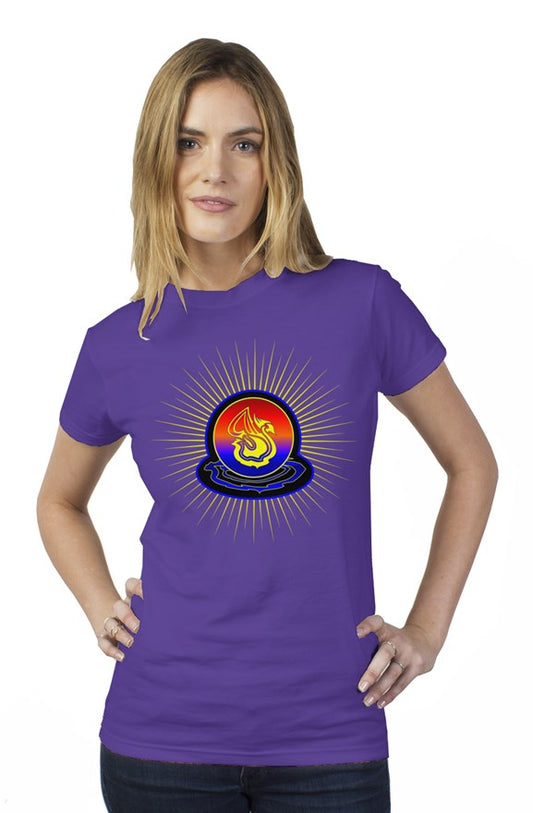 Delonzo Arman "Swan Burst" womens t shirt (blue)