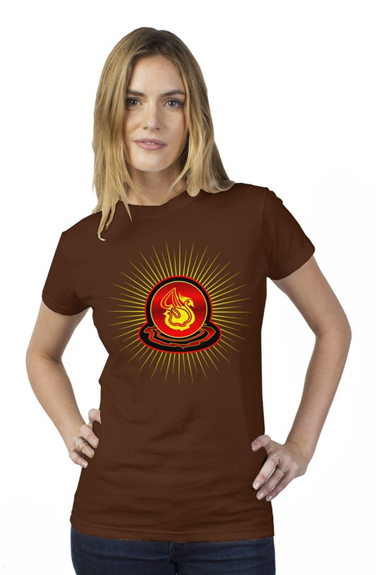 Delonzo Arman "Swan Burst" womens t shirt (red)