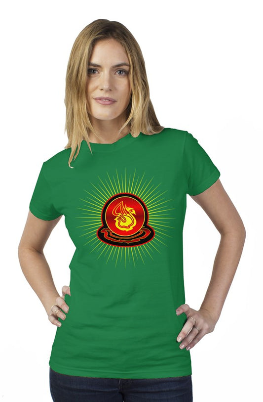 Delonzo Arman "Swan Burst" womens t shirt (red)