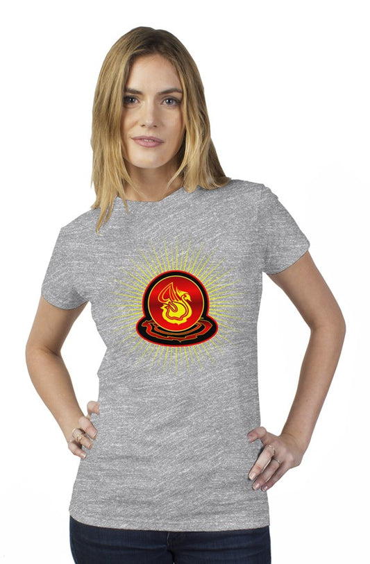 Delonzo Arman "Swan Burst" womens t shirt (red)