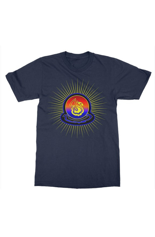 Delonzo Arman "Swan Burst" womens t shirt (blue)