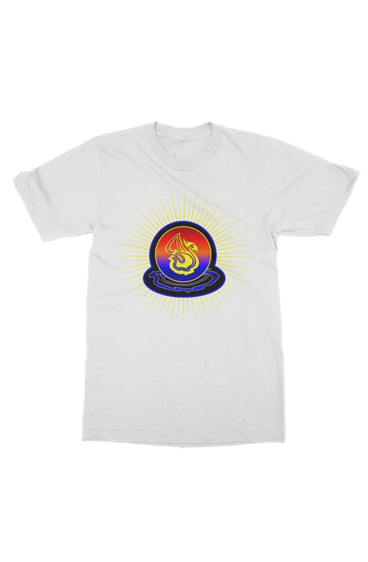 Delonzo Arman "Swan Burst" womens t shirt (blue)