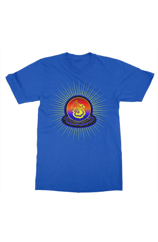 Delonzo Arman "Swan Burst" womens t shirt (blue)
